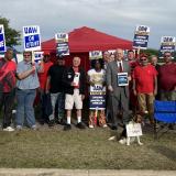 Congressman Foster with UAW workers on strike