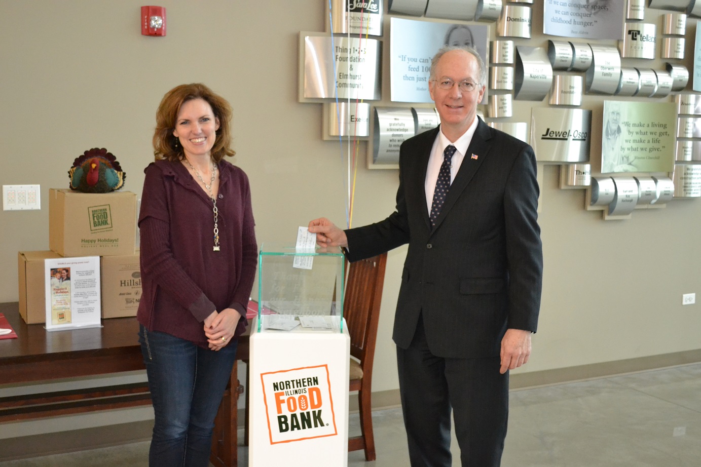 Julie Yurko, Vice President of Philanthropy, Northern Illinois Food Bank and Congressman Bill Foster